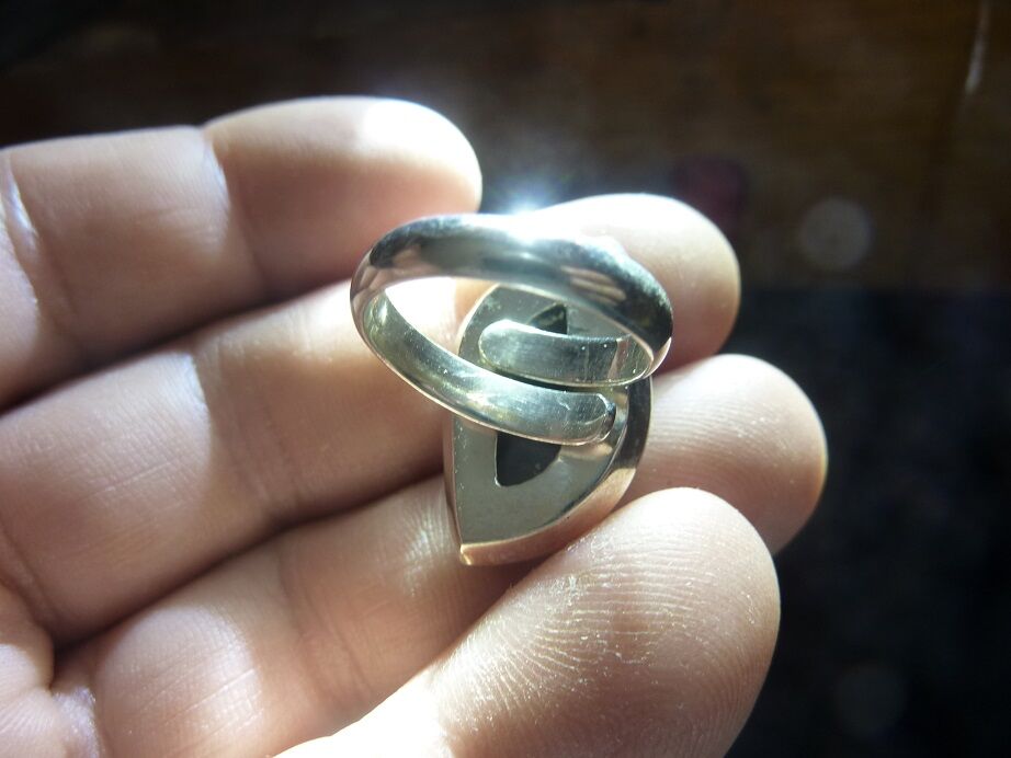 Bague Obsidienne oeil céleste argent 925 taille réglable GG 0103