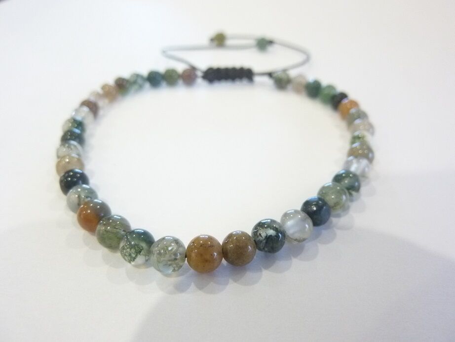 Bracelet réglable agate indienne perles rondes 4 mm