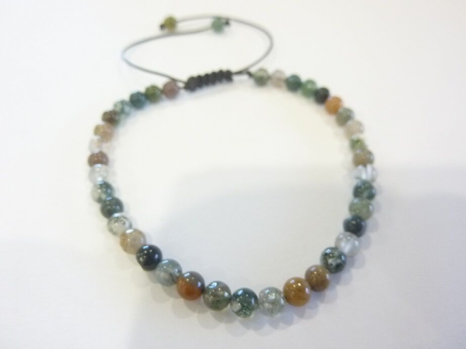 Bracelet réglable agate indienne perles rondes 4 mm
