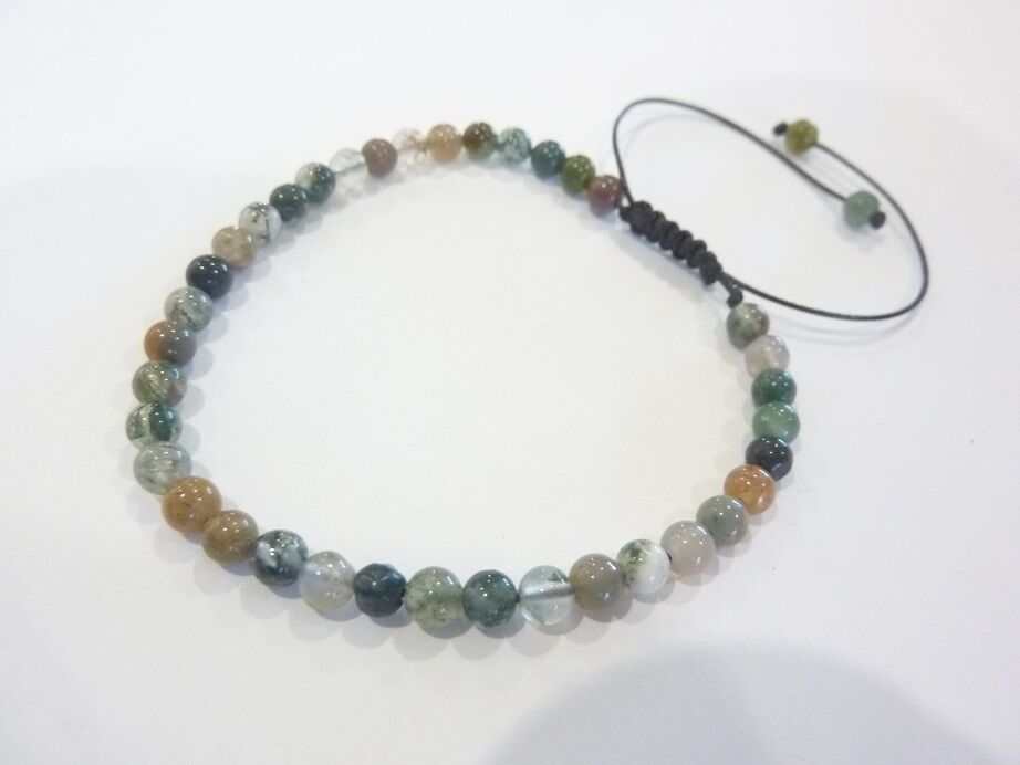 Bracelet réglable agate indienne perles rondes 4 mm