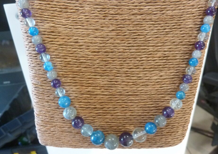 Collier ou bracelet de Protection & Intuition : Améthyste, Apatite, Labradorite & Fluorite – Équilibre énergétique