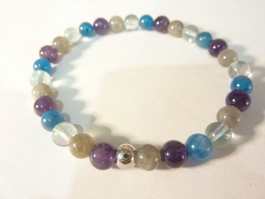 Bracelet Protection & Intuition : Améthyste, Apatite, Labradorite & Fluorite – Équilibre énergétique