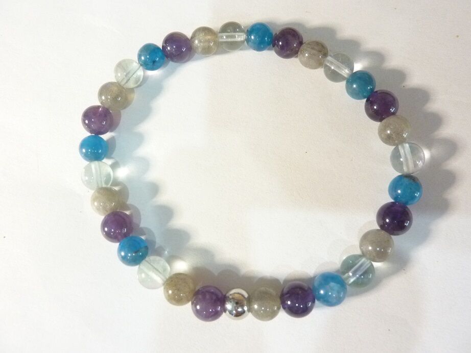 Bracelet Protection & Intuition : Améthyste, Apatite, Labradorite & Fluorite – Équilibre énergétique