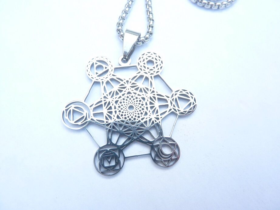 Collier pendentif cube de Métatron or