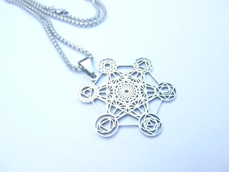 Collier pendentif cube de Métatron or