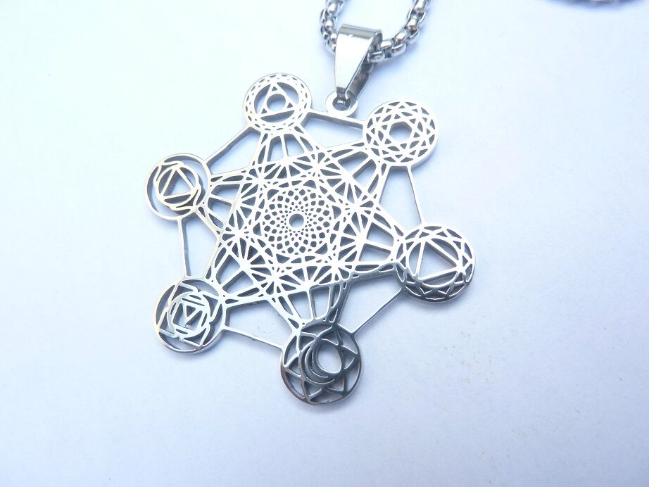 Collier pendentif cube de Métatron or