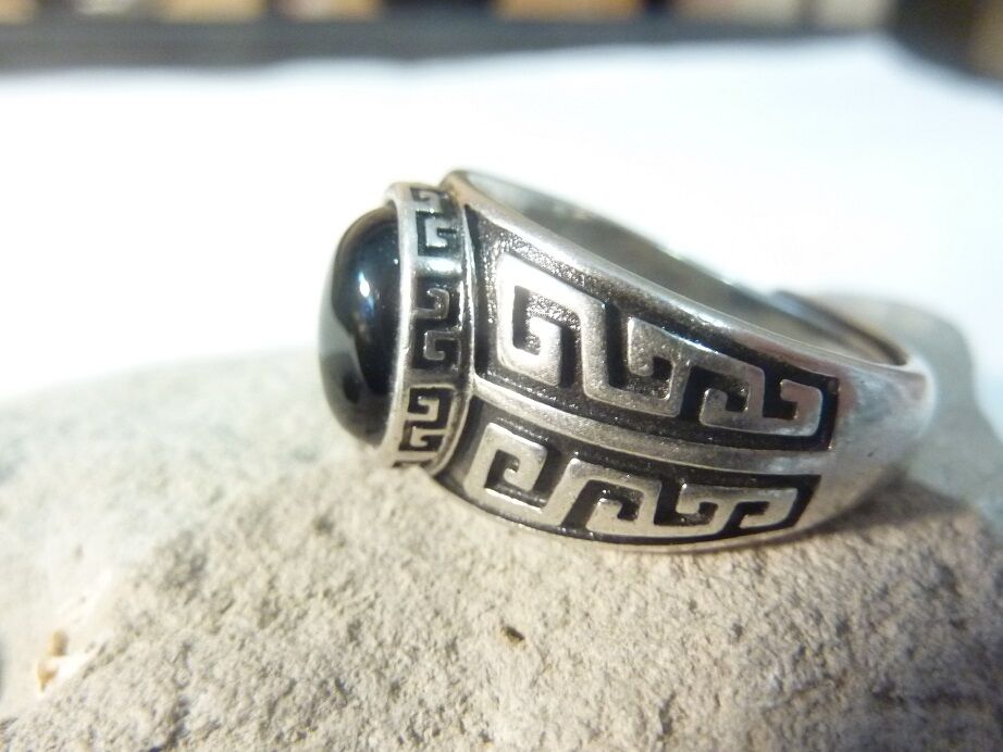 Bague réglable Spinelle noir monture argent 925