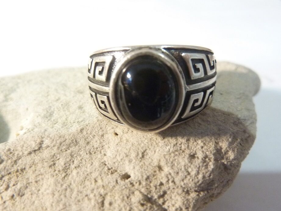 Bague réglable Spinelle noir monture argent 925