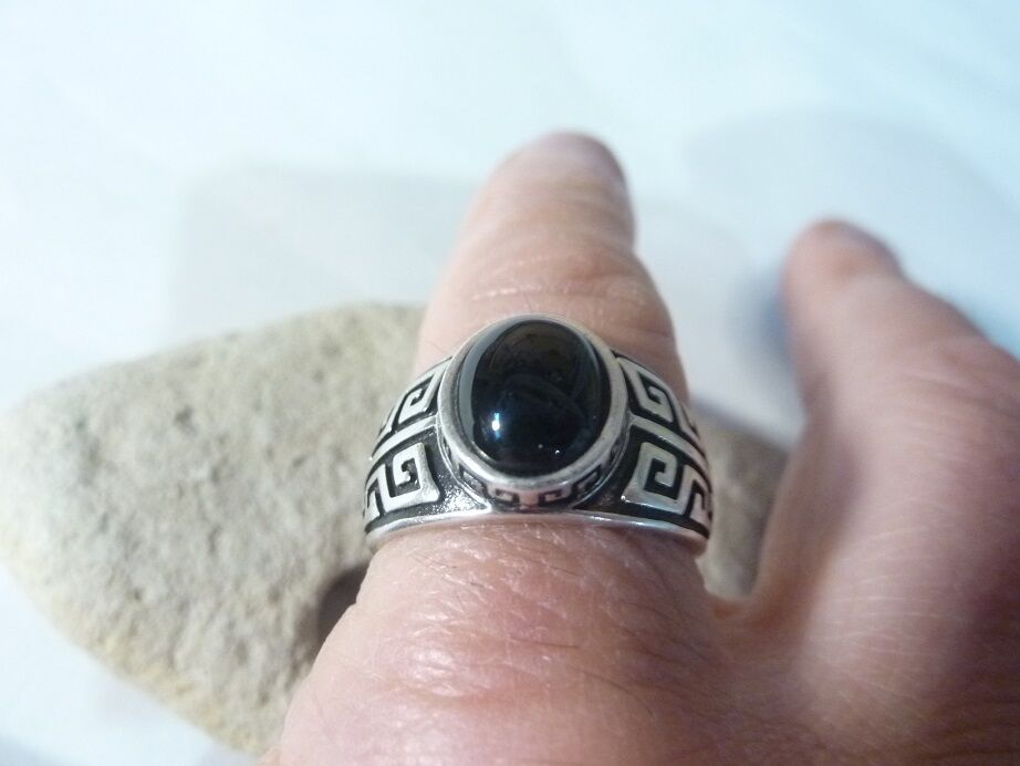 Bague réglable Spinelle noir monture argent 925