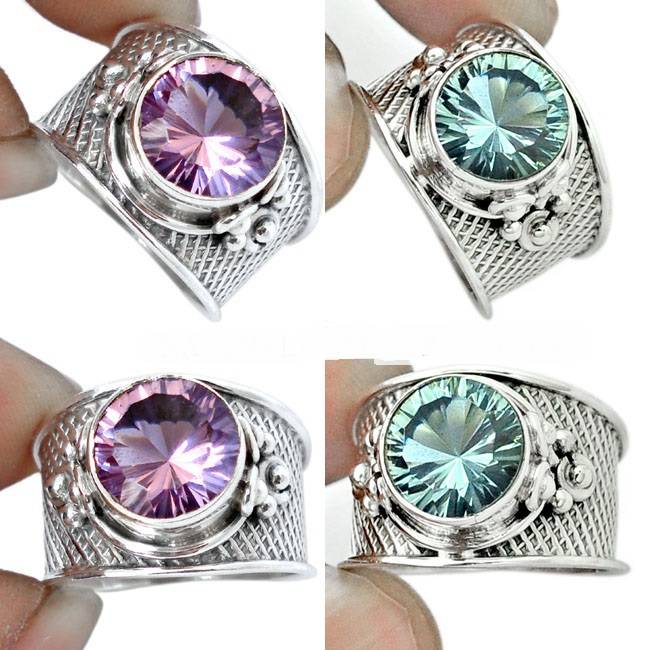 Bague laboratoire comme Alexandrite monture argent 925 taille 56 1/2 ref 2930