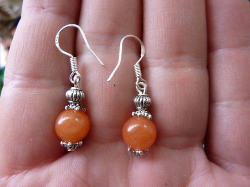 BOUCLES D'OREILLES AVENTURINE ROUGE