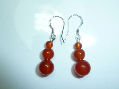 Boucles d'oreilles cornaline perles rondes 8-6-4 mm