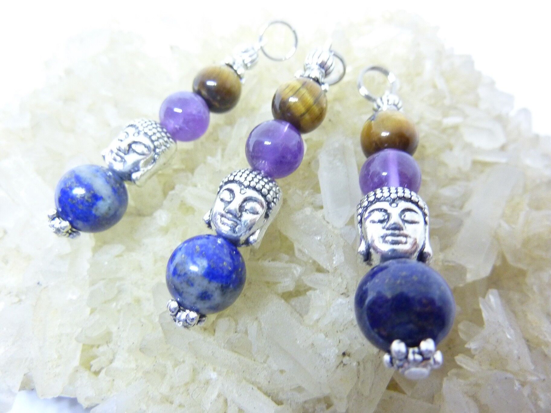 PENDENTIF OEIL DE TIGRE LAPIS LAZULI AMETHYSTE PAIX-PROTECTION – Image 4