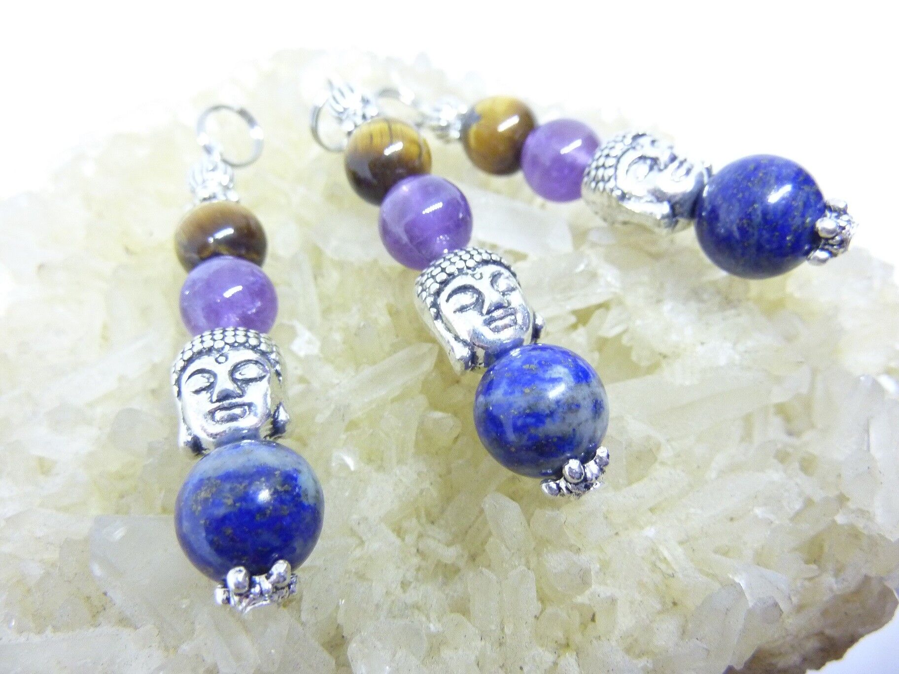 PENDENTIF OEIL DE TIGRE LAPIS LAZULI AMETHYSTE PAIX-PROTECTION – Image 3