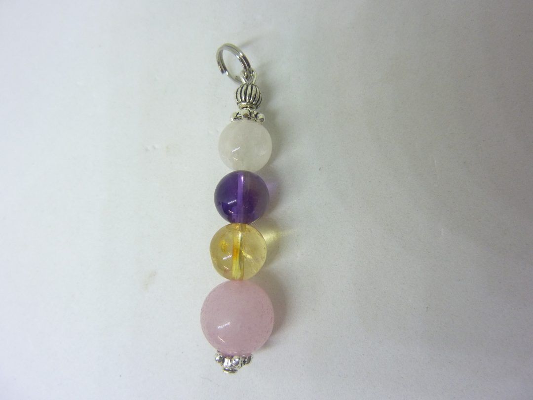 Pendentif citrine-pierre de lune-améthyste-quartz rose joie tendresse intuition – Image 4