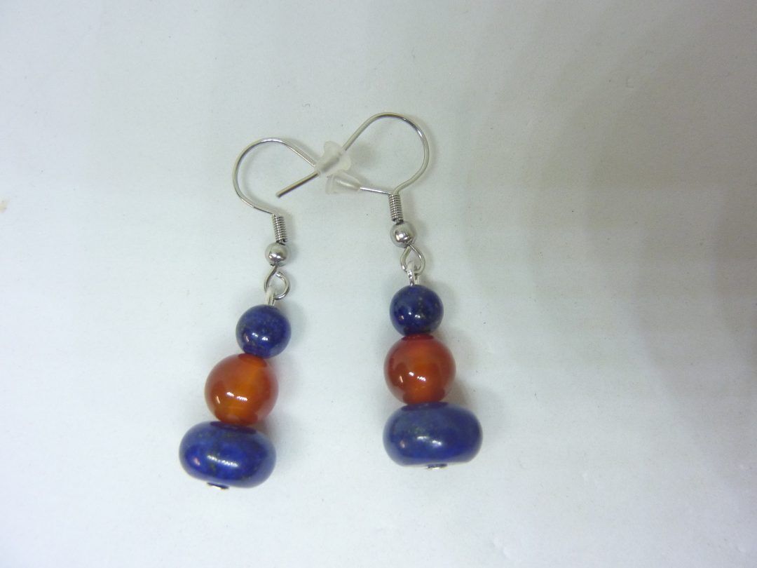 BOUCLES D'OREILLES LAPIS LAZULI-CORNALINE – Image 3