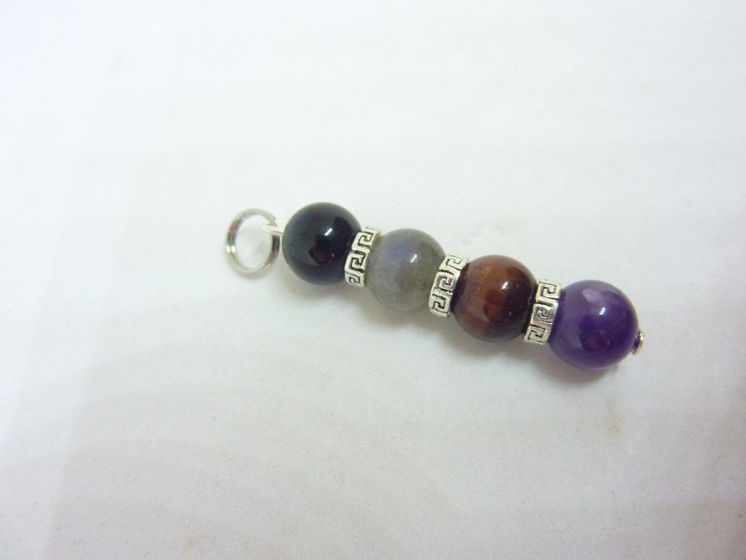 Pendentif Amethyste,tourmaline noir,oeil de taureau,labradorite