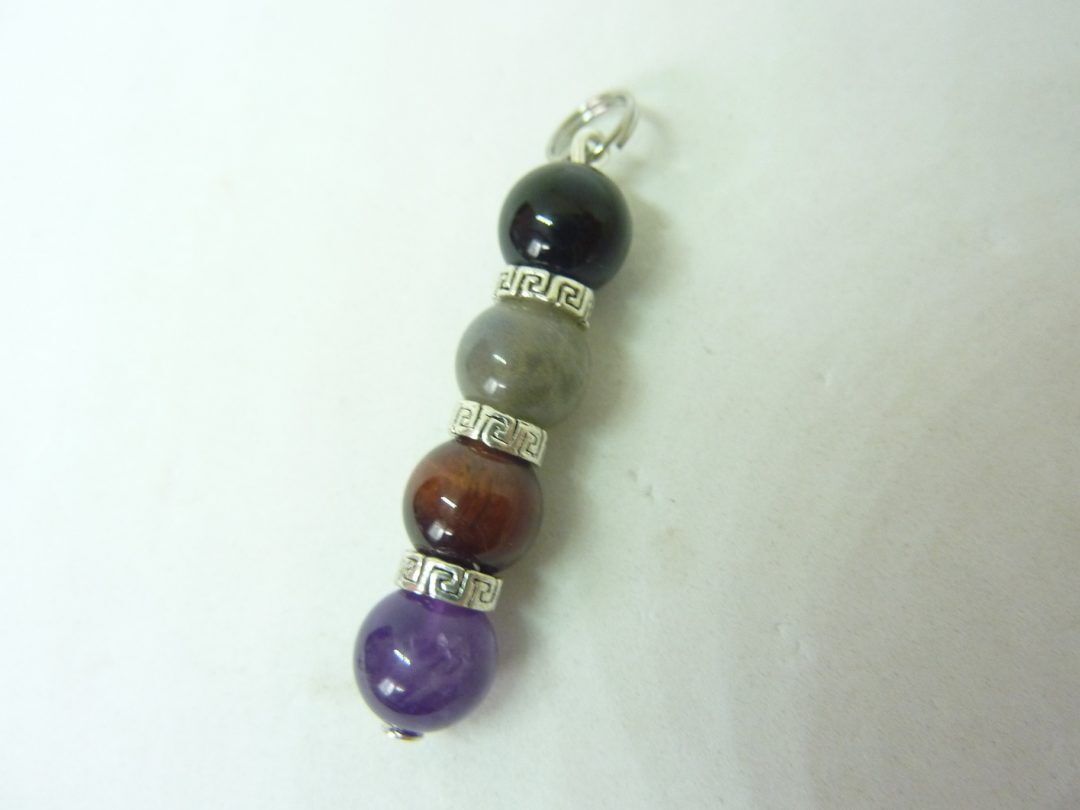 Pendentif Amethyste,tourmaline noir,oeil de taureau,labradorite