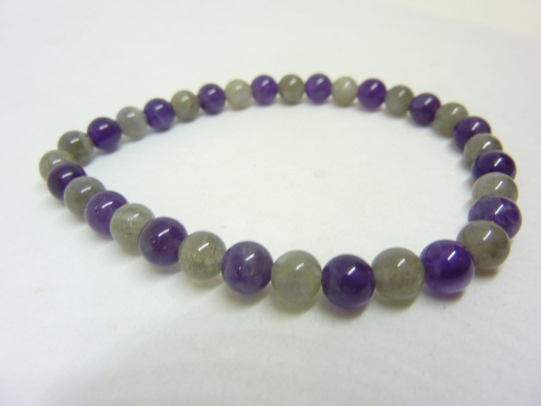 Bracelet améthyste,labradorite Paix et protection