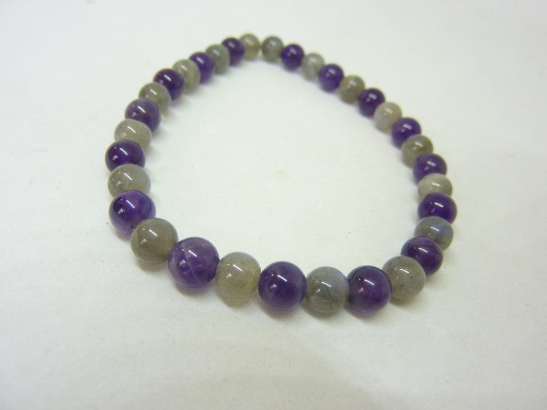 Bracelet améthyste,labradorite Paix et protection