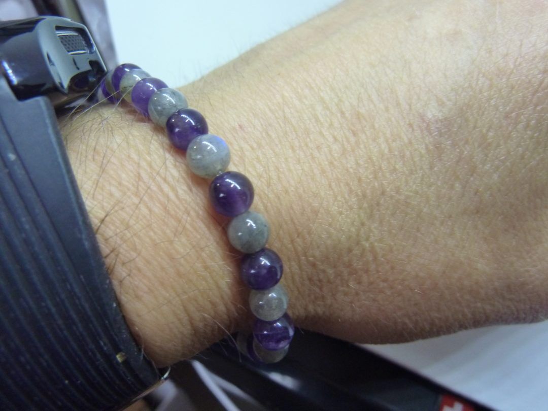 Bracelet améthyste,labradorite Paix et protection