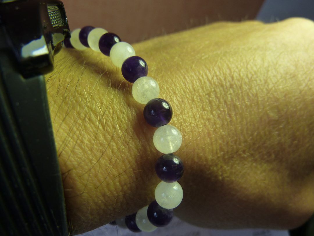 Bracelet améthyste,Pierre de lune Paix et intuition