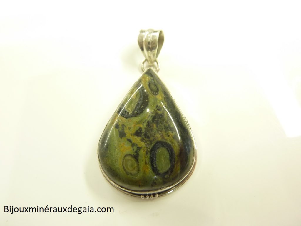 PENDENTIF JASPE KAMBAMBA MONTURE ARGENT 925 REF 0255
