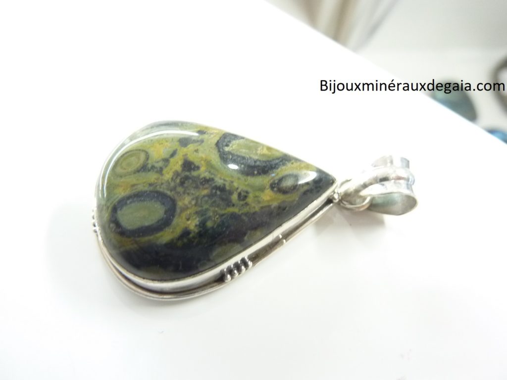 PENDENTIF JASPE KAMBAMBA MONTURE ARGENT 925 REF 0255