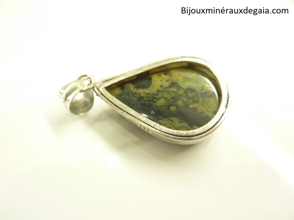 PENDENTIF JASPE KAMBAMBA MONTURE ARGENT 925 REF 0255