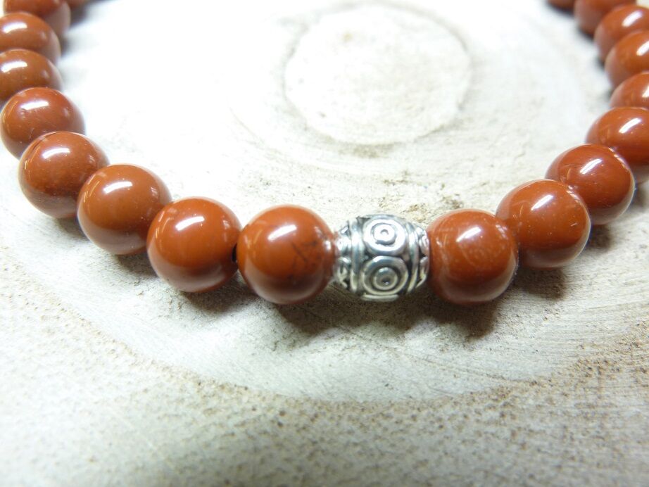 Bracelet Jaspe rouge - Perles 6 mm