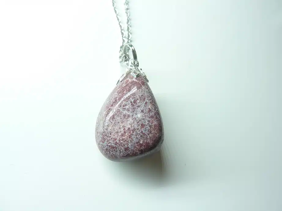 Collier pendentif Thulite GG 01 + chaine acier inoxydable 45 cm