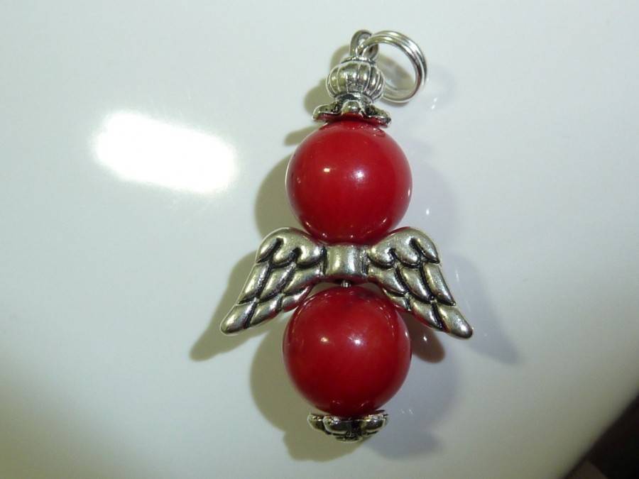 PENDENTIF CORAIL VERITABLE 10 mm AILES D'ANGE