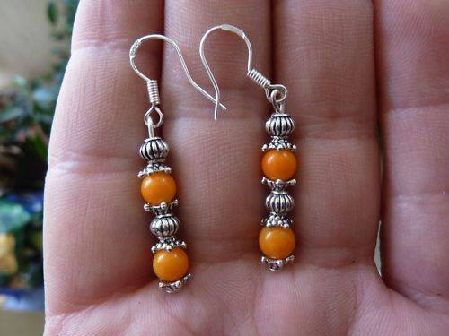 BOUCLES D'OREILLES CORAIL JAUNE ORANGE