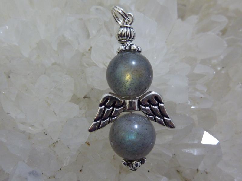 Pendentif labradorite perles rondes 10 mm