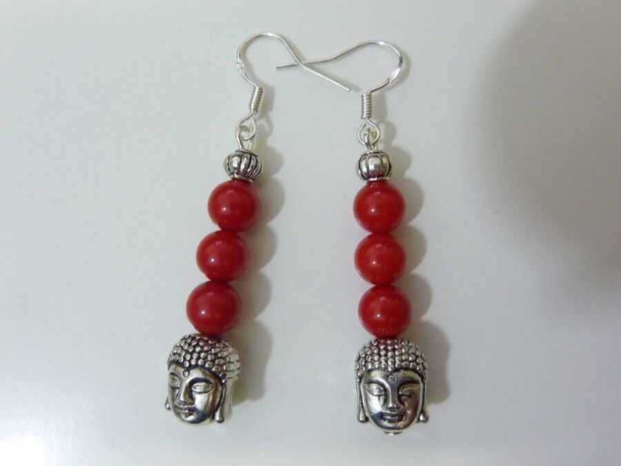 Boucles d'oreilles Bouddha Corail