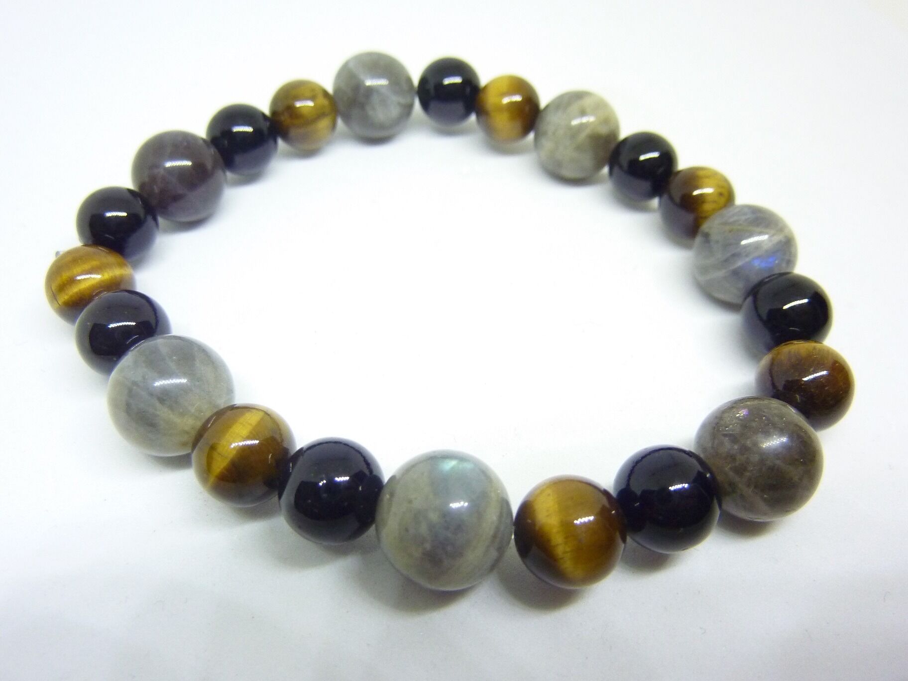 Bracelet protection extreme Oeil de tigre-Labradorite-tourmaline noire