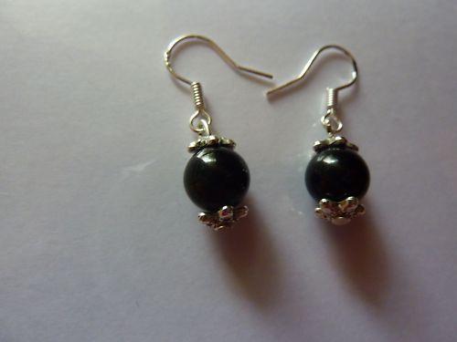 Boucles d'oreilles Tourmaline noire - Perles rondes 8 mm