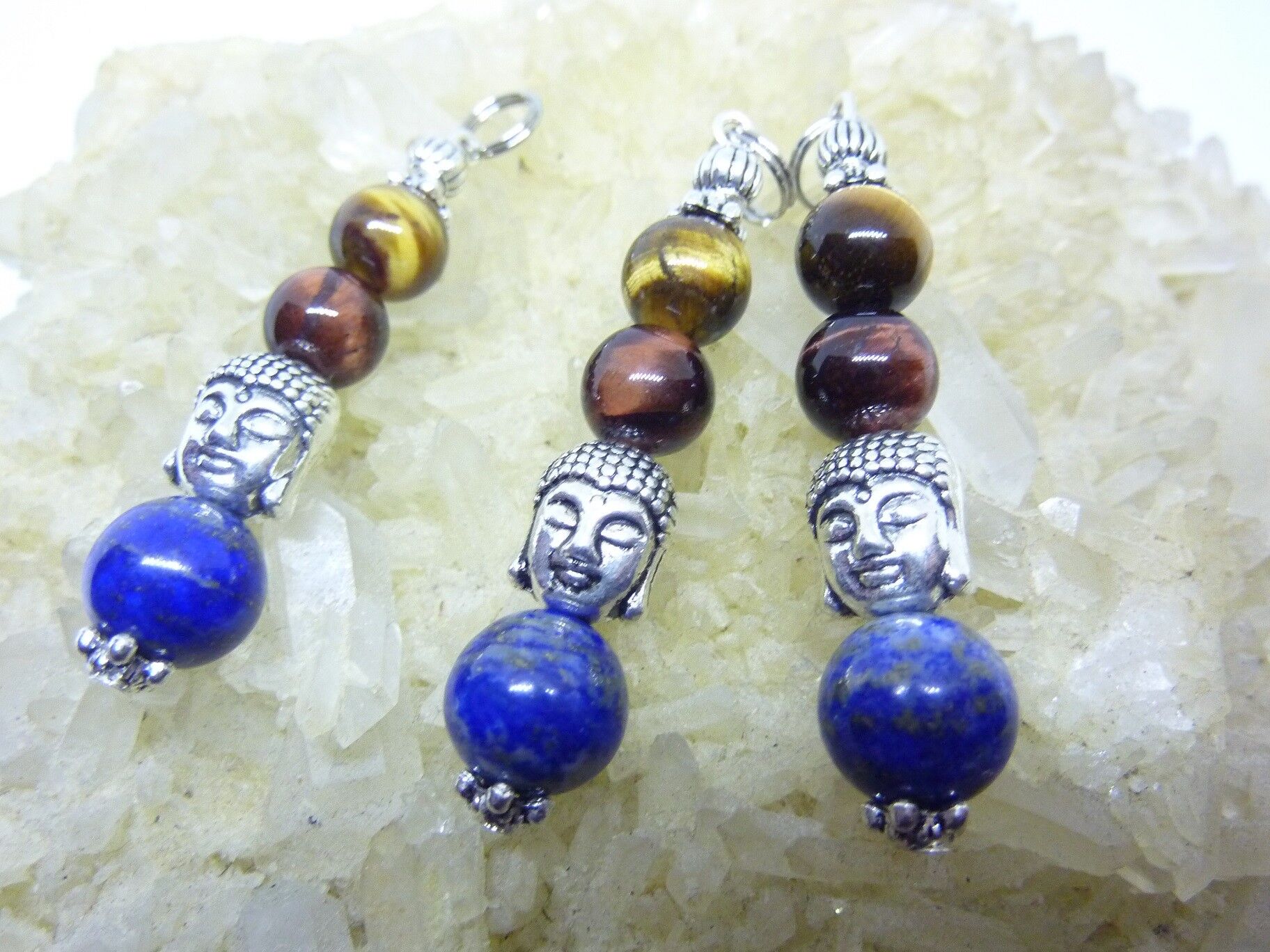 Pendentif OEIL DE TIGRE TAUREAU LAPIS LAZULI Bouddha protection – Image 2