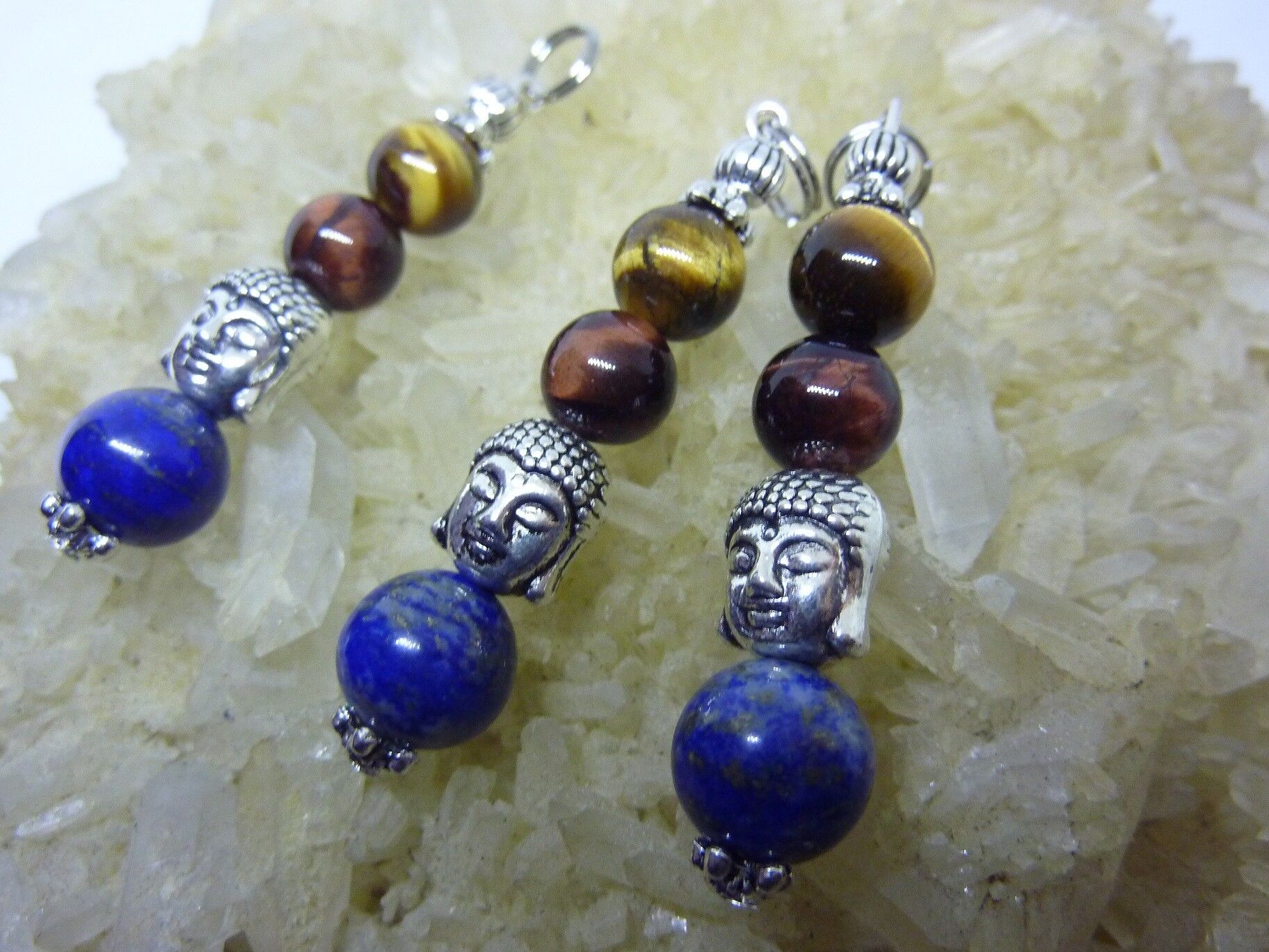 Pendentif OEIL DE TIGRE TAUREAU LAPIS LAZULI Bouddha protection – Image 3