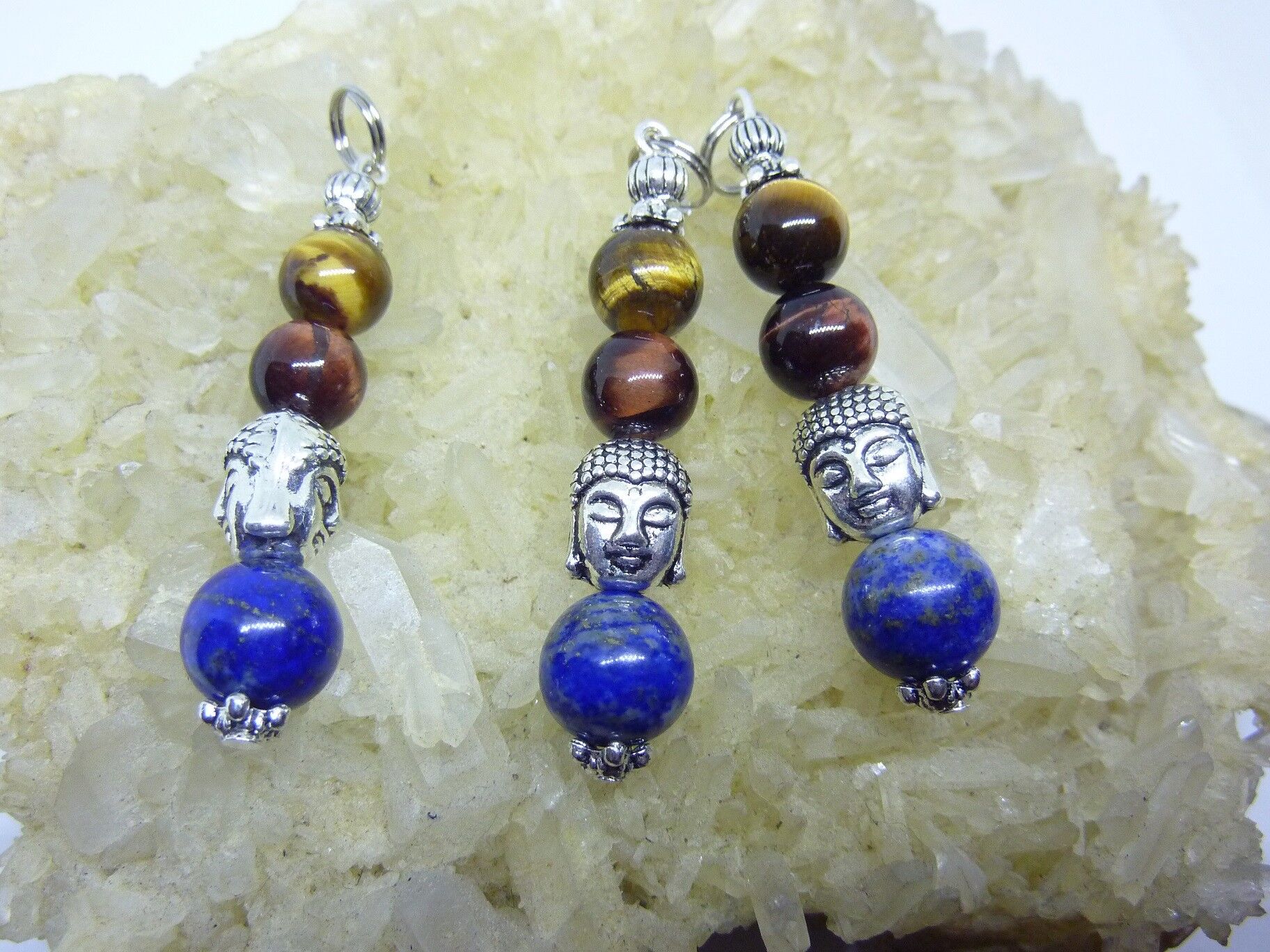 Pendentif OEIL DE TIGRE TAUREAU LAPIS LAZULI Bouddha protection – Image 5