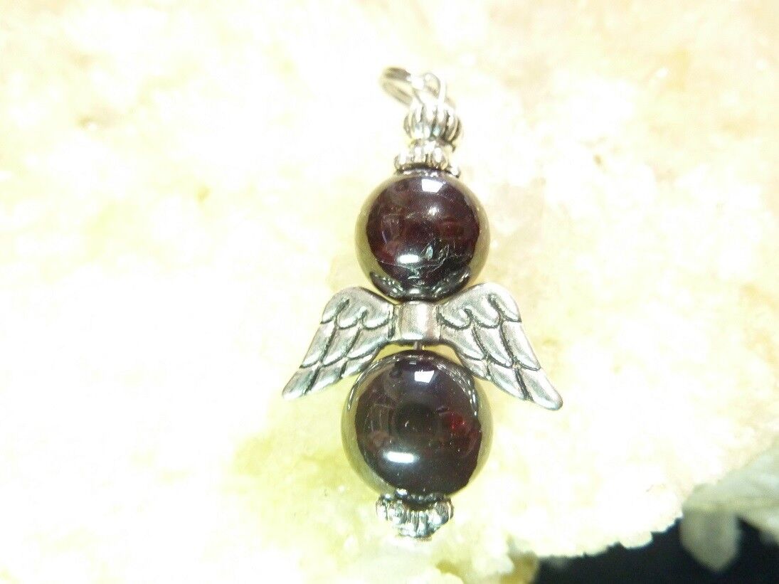 PENDENTIF ANGE GRENAT ALMANDIN PERLES RONDES 10 MM – Image 3