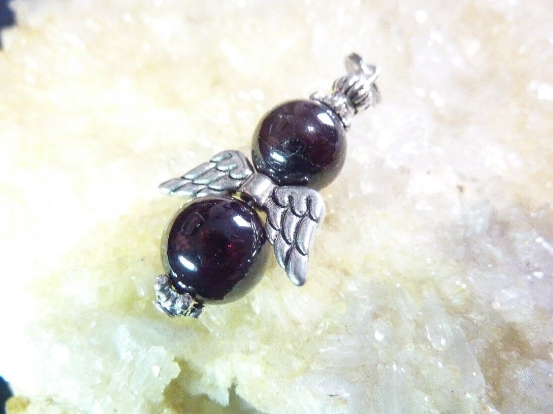 PENDENTIF ANGE GRENAT ALMANDIN PERLES RONDES 10 MM – Image 2