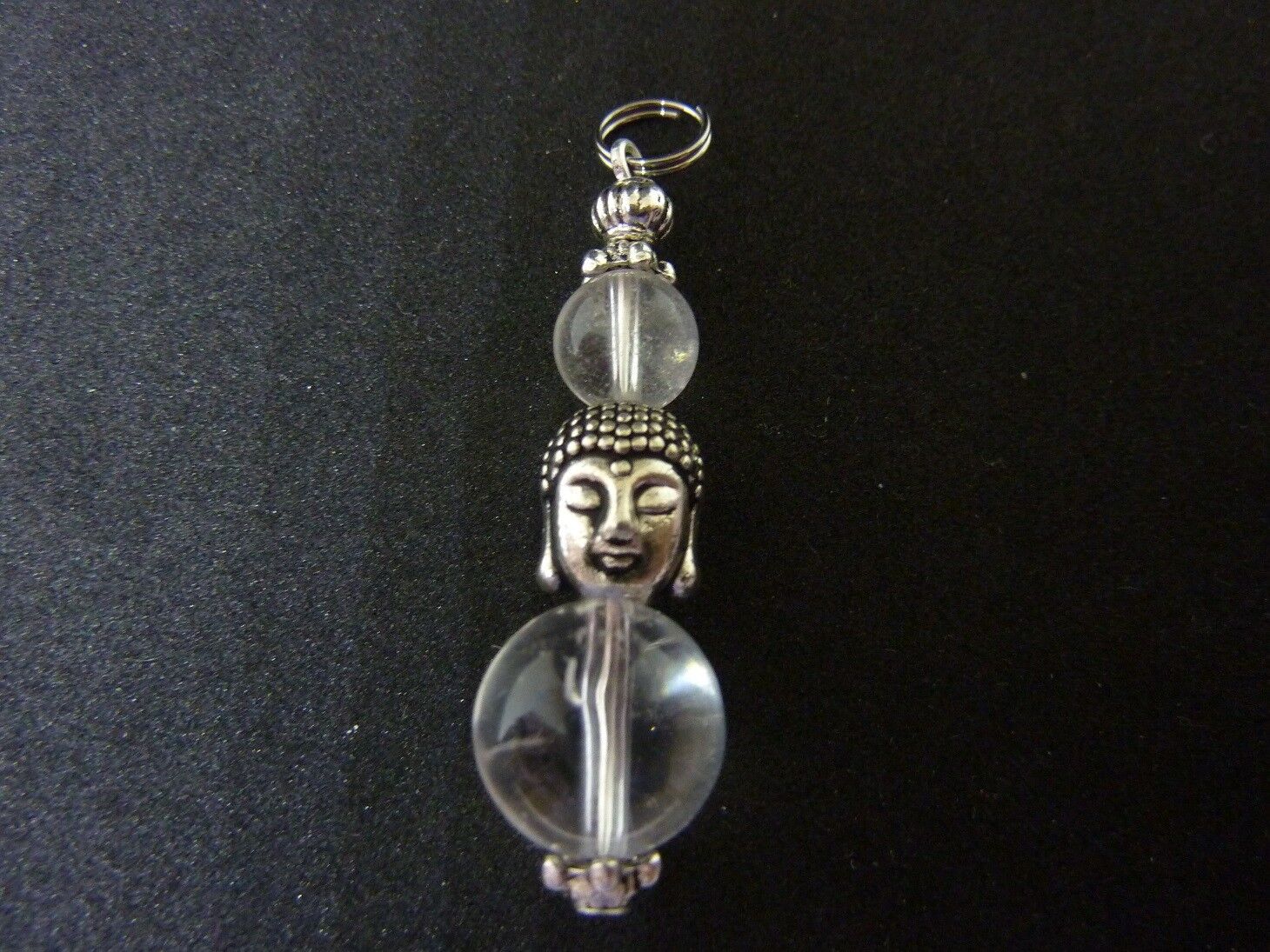 PENDENTIF BOUDDHA QUARTZ CRISTAL DE ROCHE 12 et 8 mm – Image 2
