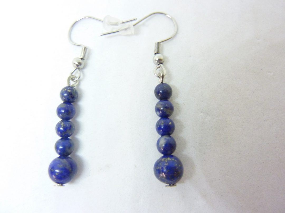 BOUCLES D'OREILLES LAPIS LAZULI NATURELLE DU PAKISTAN NON TRAITÉ NON COLORÉ