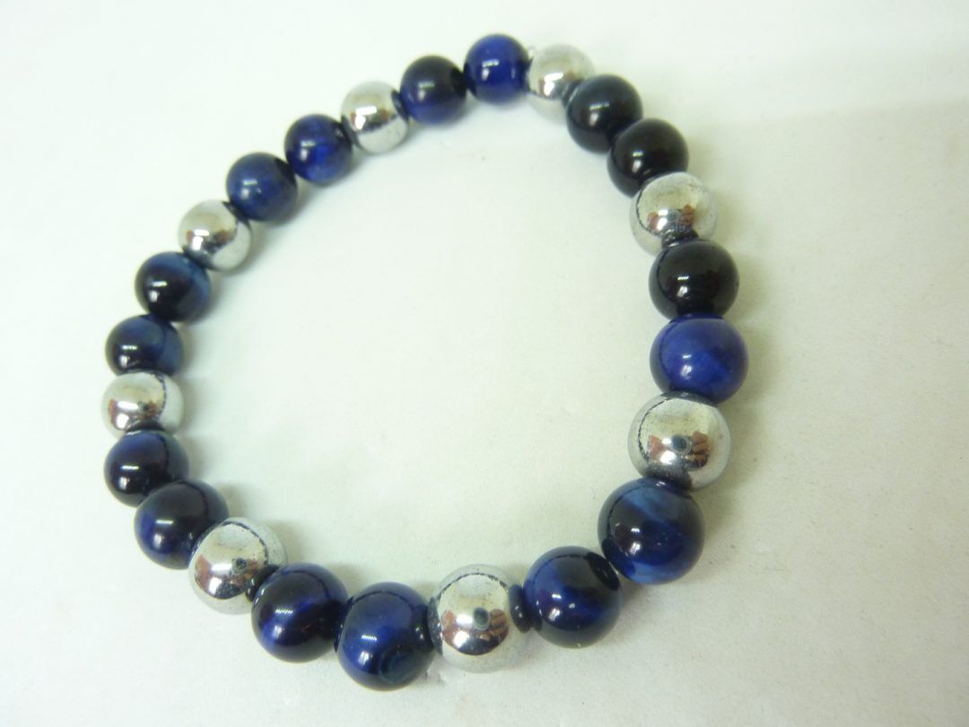 Bracelet oeil de faucon,hématite Perles rondes 8 mm