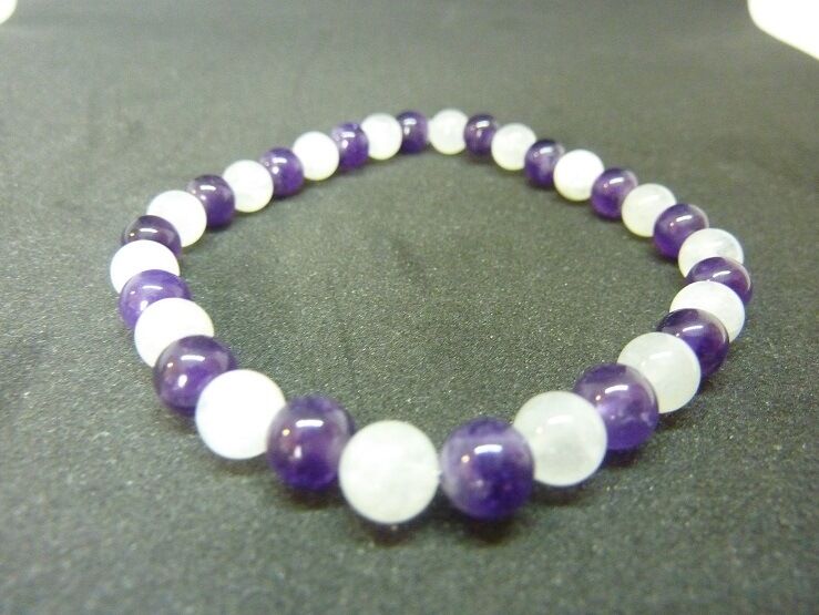 Bracelet améthyste-Pierre de lune Paix et intuition