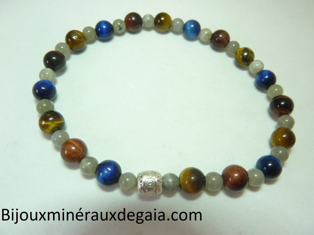 BRACELET OEIL DE TIGRE-FAUCON-TAUREAU-LABRADORITE