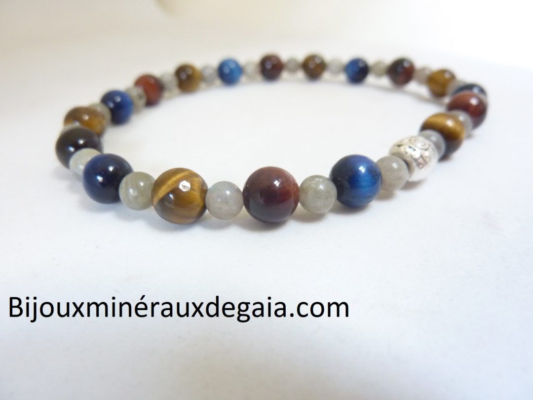 BRACELET OEIL DE TIGRE-FAUCON-TAUREAU-LABRADORITE