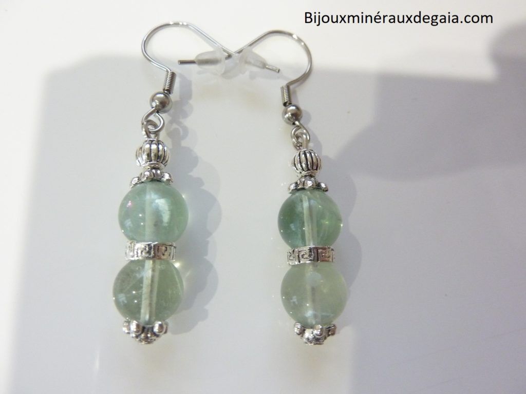 Boucles d'oreilles Fluorite-Perles rondes 8 mm