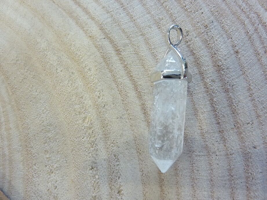 Pendentif quartz cristal de roche pointe
